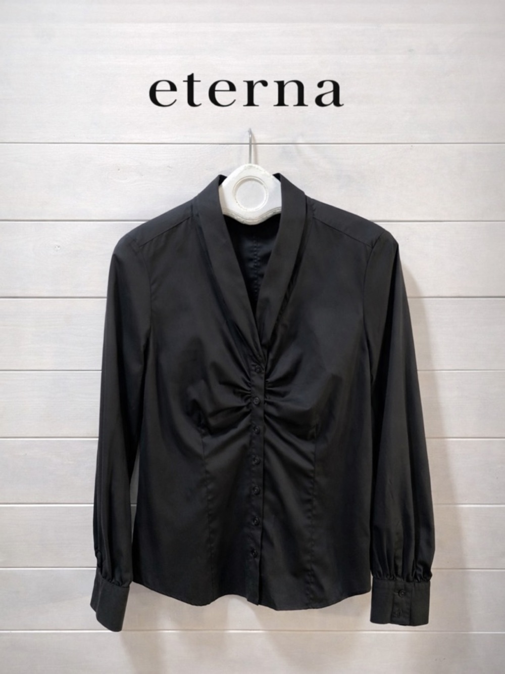 ETERNA – Black Ruched Button-Up Shirt size 38